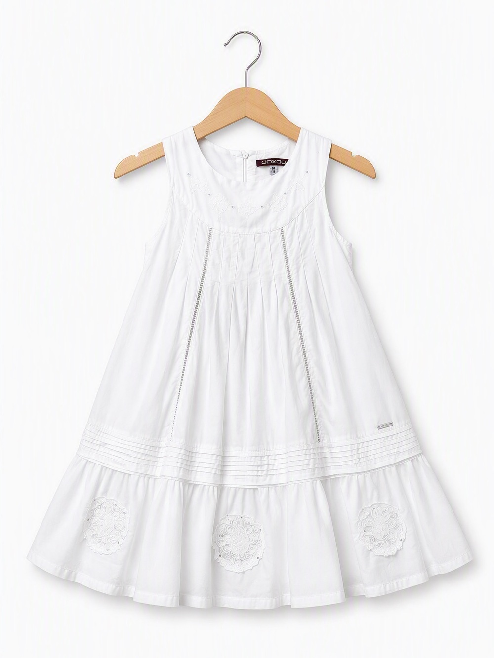 Vintage French OOXOO Eyelet Lace & Pintuck Angel Dress 6Y / 114cm Boho Resort